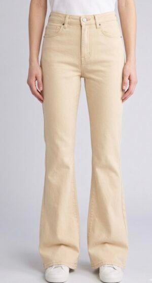 Beige flared lycra jeans