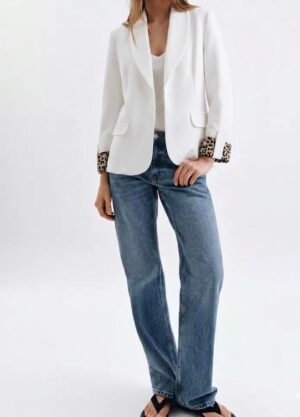 Crepe fabric blazer, tiger sleeves