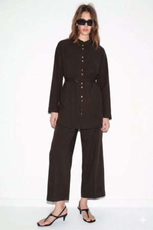 Brown linen set: shirt and trousers